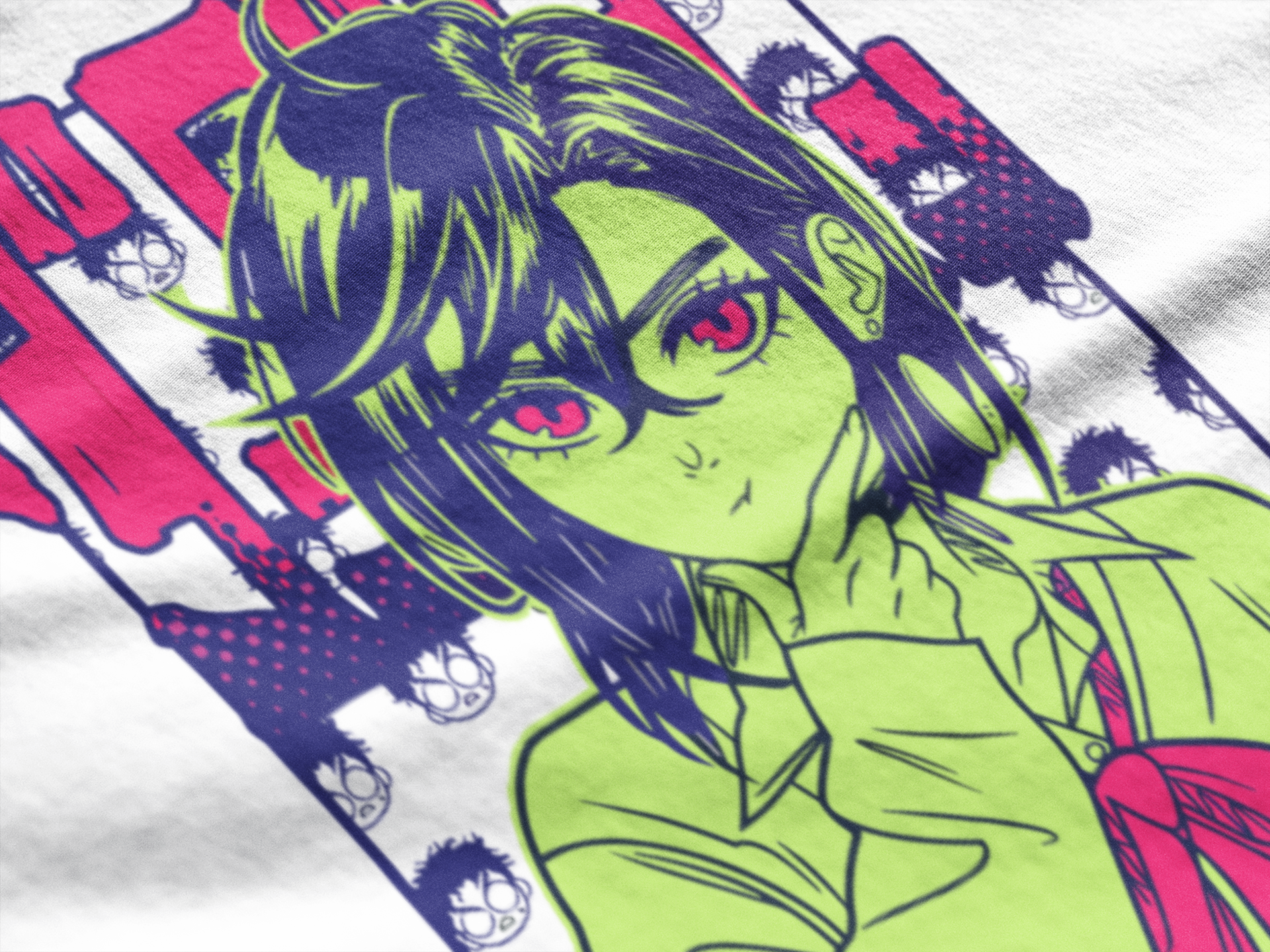 Playera Gráfico Estético | Estilo Manga Blanco