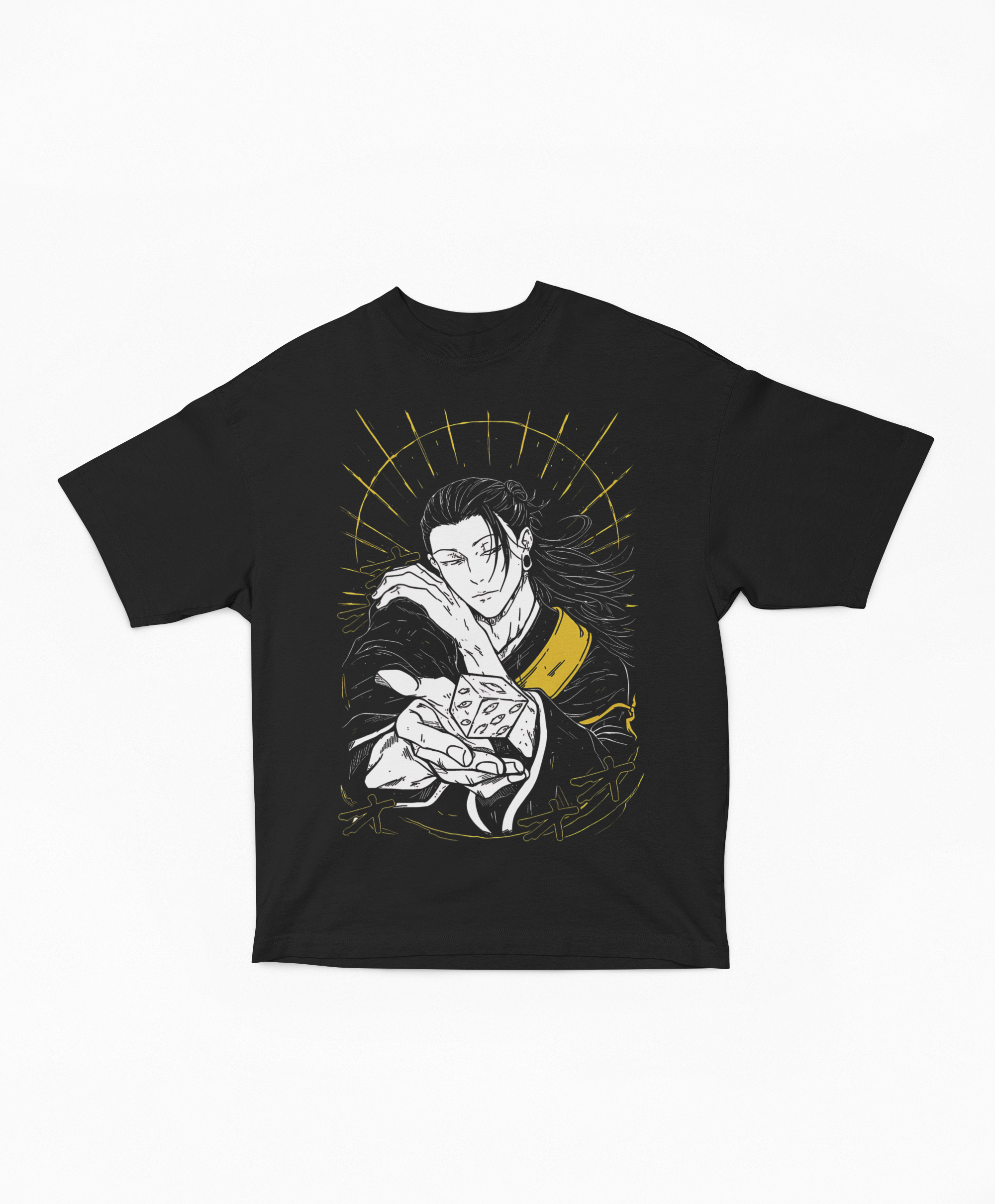 Playera Oversize Blanca Suguru Geto | Dados de Destino JJK