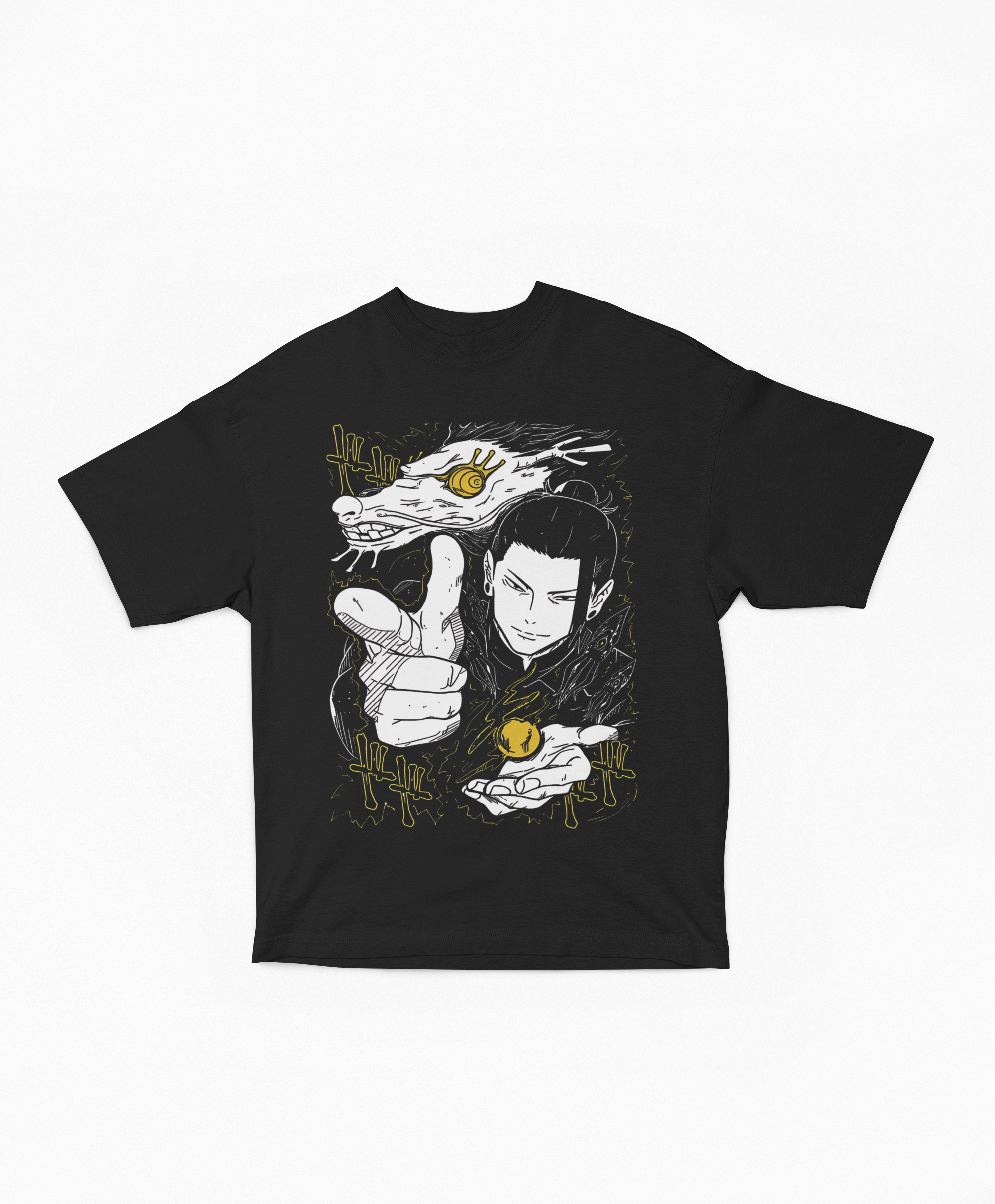 Playera Oversize Negra Suguru Geto | Dragón y Orbe de Maldiciones JJK