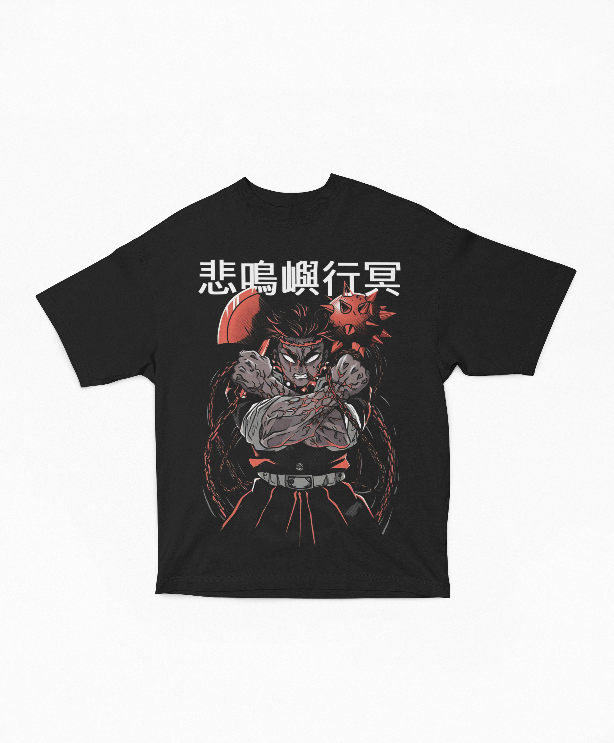 Playera Oversize Oscura Gyomei Himejima Hashira Armado | Diseño Gráfico Ilustrativo