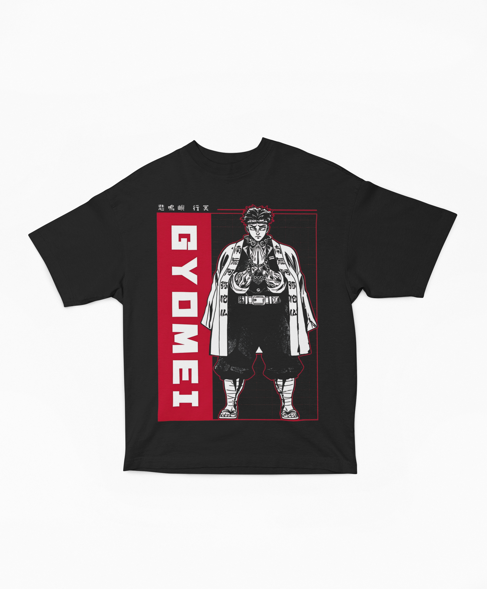 Playera Oversize Oscura Gyomei Himejima Hashira Retrato | Diseño Gráfico Geométrico