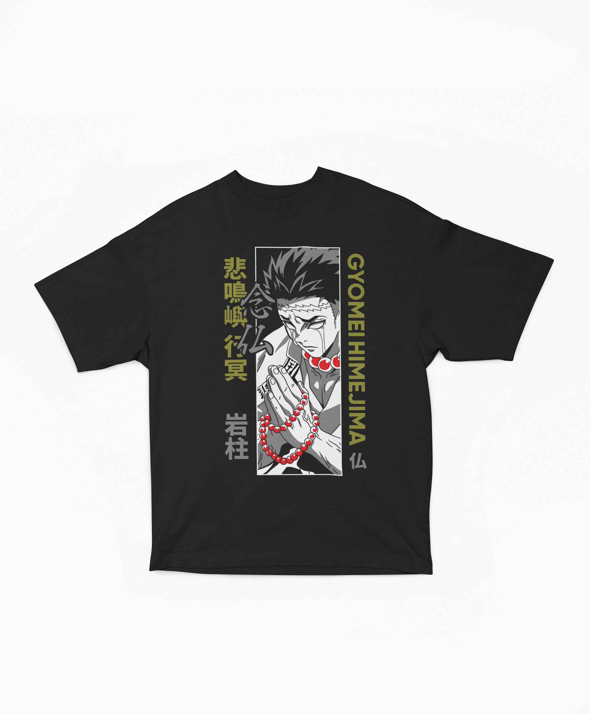 Playera Oversize Oscura Gyomei Himejima Rezo Gráfico | Demon Slayer