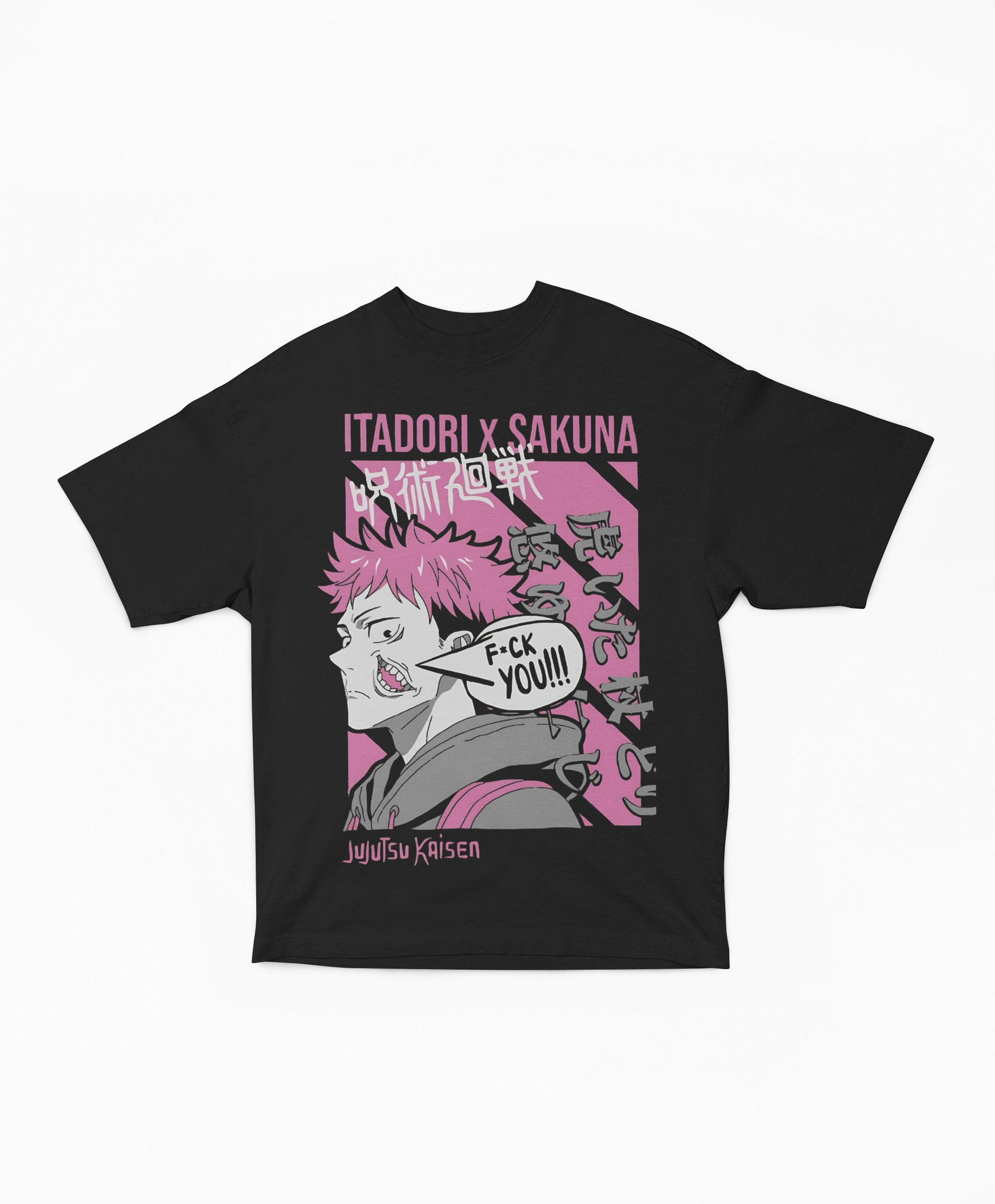 Playera Oversize Negra Yuji Itadori x Sukuna | F*CK YOU JJK