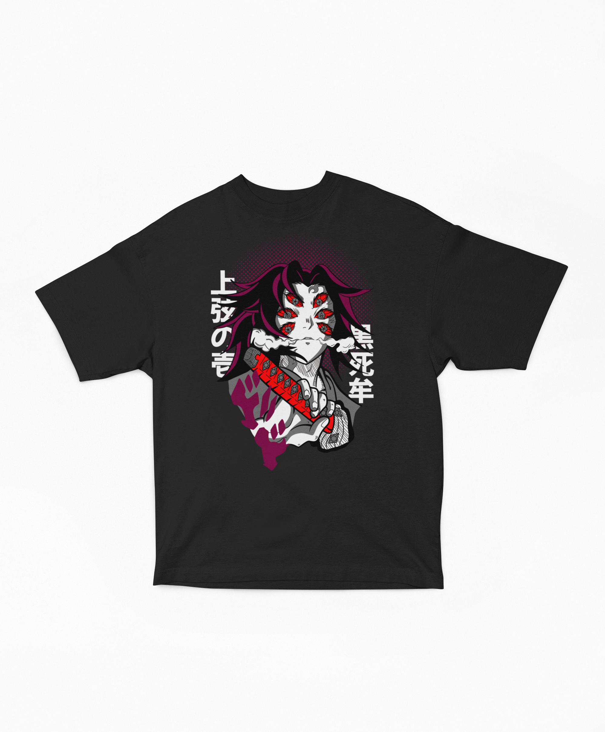 Playera Oversize Oscura Kokushibo Luna Superior Retrato | Diseño Gráfico Cyberpunk Japonés