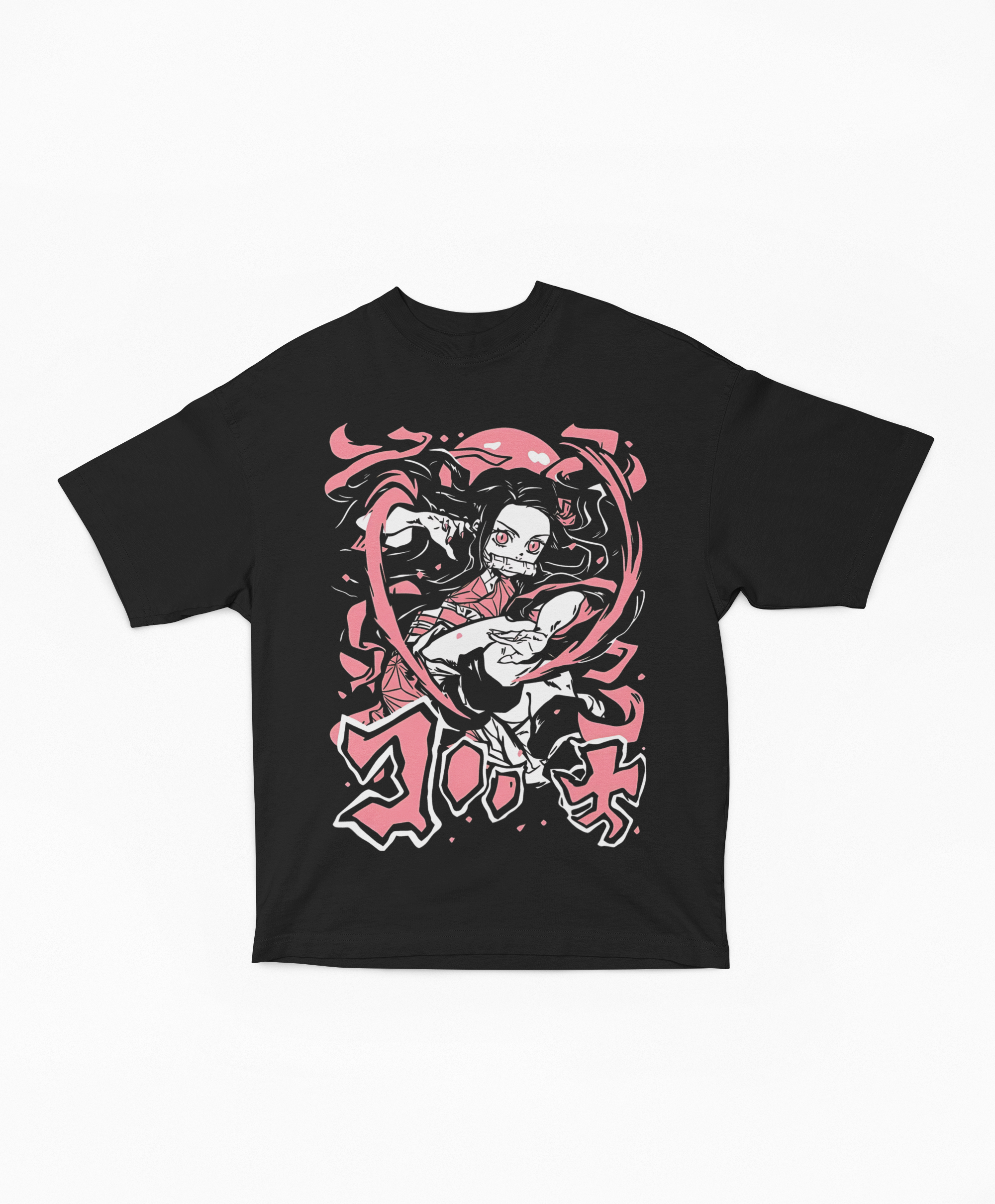 Playera Oversize Oscura Nezuko Kamado Demonio de Sangre | Diseño Gráfico Japonés Minimalista