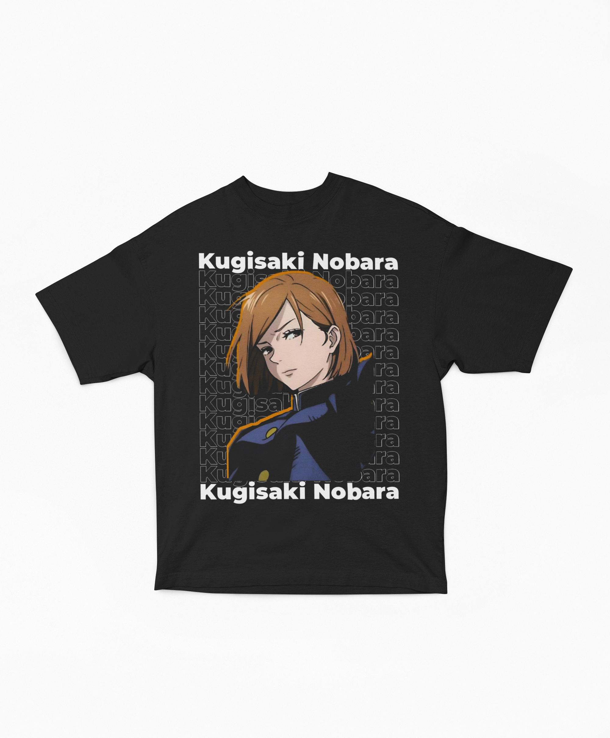 Playera Oversize Negra Nobara Kugisaki | Retrato Minimalista JJK