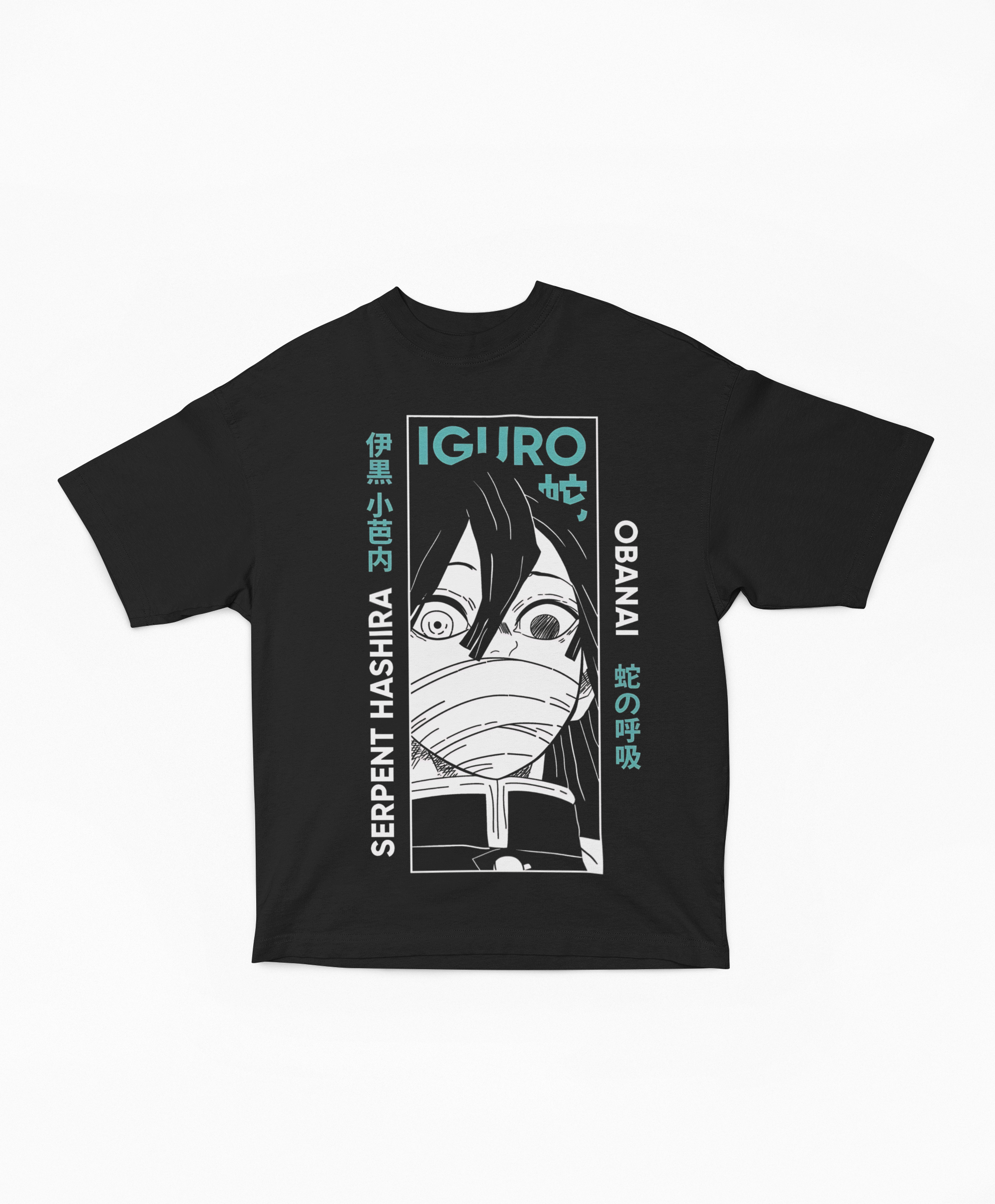 Playera Oversize Oscura Obanai Iguro Hashira Serpiente | Diseño Gráfico Japonés Alto Contraste