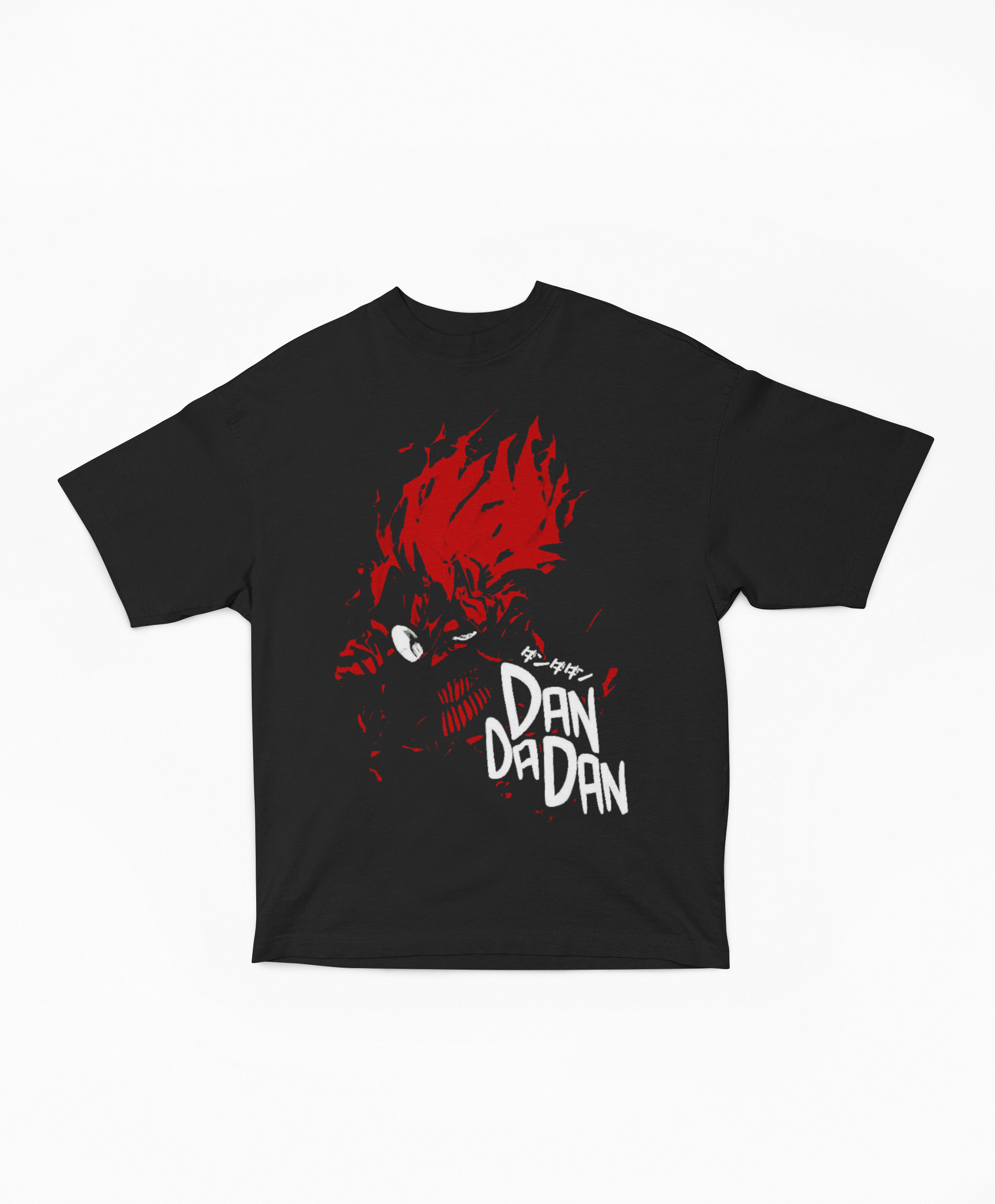 Playera Oversize Negra Okarun Transformación Dandadan | Estilo Demonio Fuego