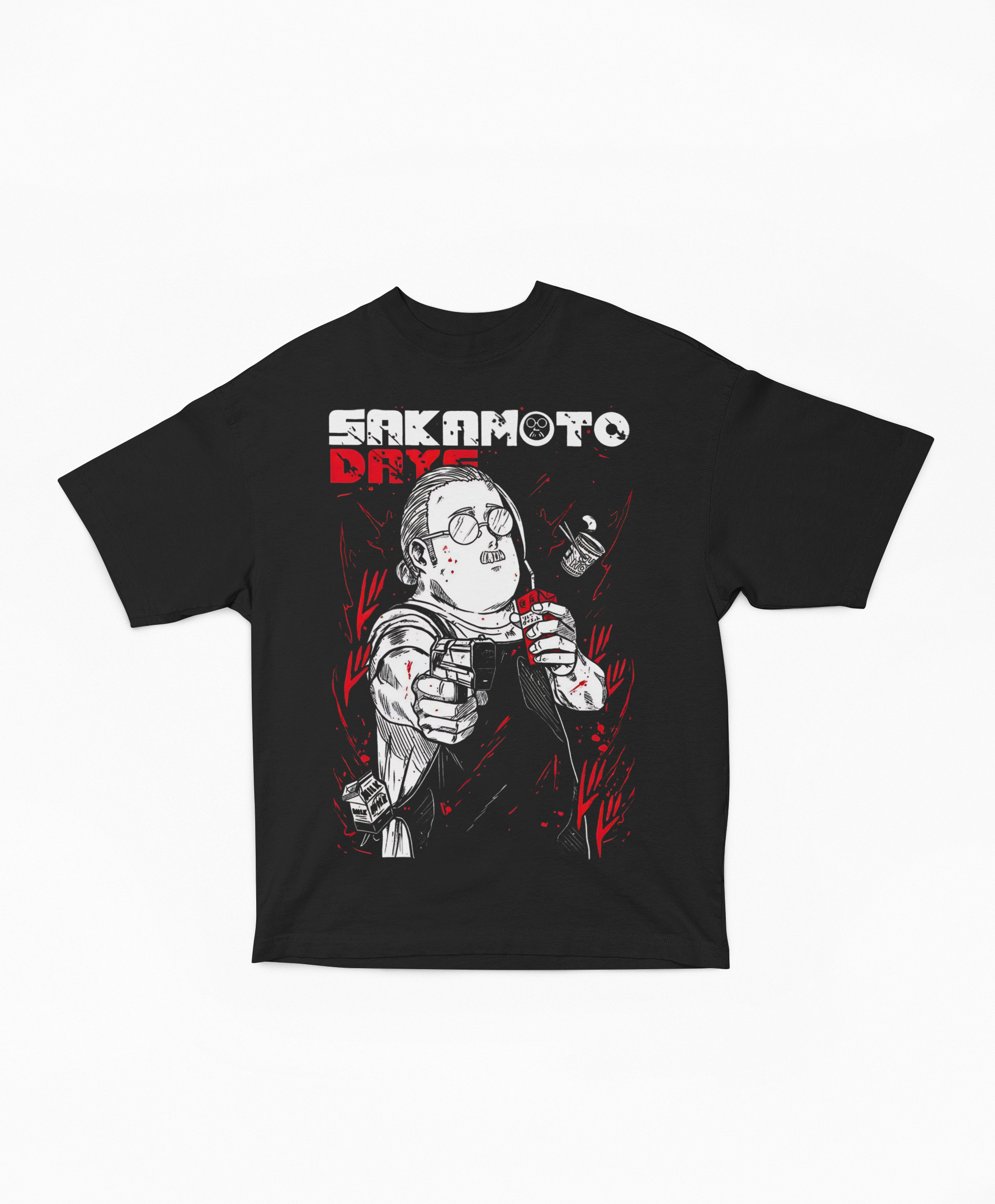 Playera Oversize Sakamoto Days Taro Sakamoto Retrato Sangriento | Diseño Manga Estilo Retro Grunge