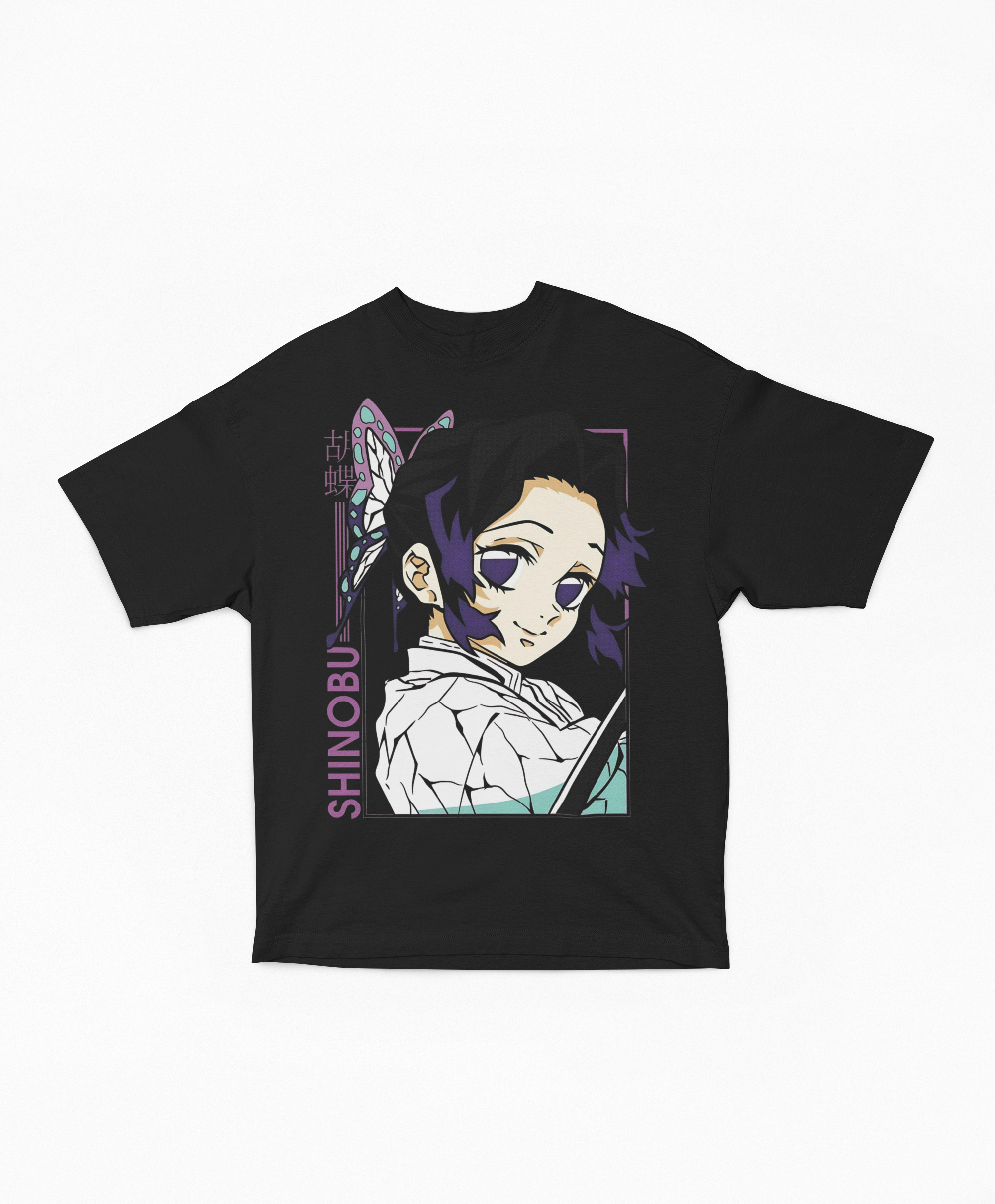 Playera Oversize Shinobu Kocho Hashira del Insecto | Retrato Elegante Manga Grunge