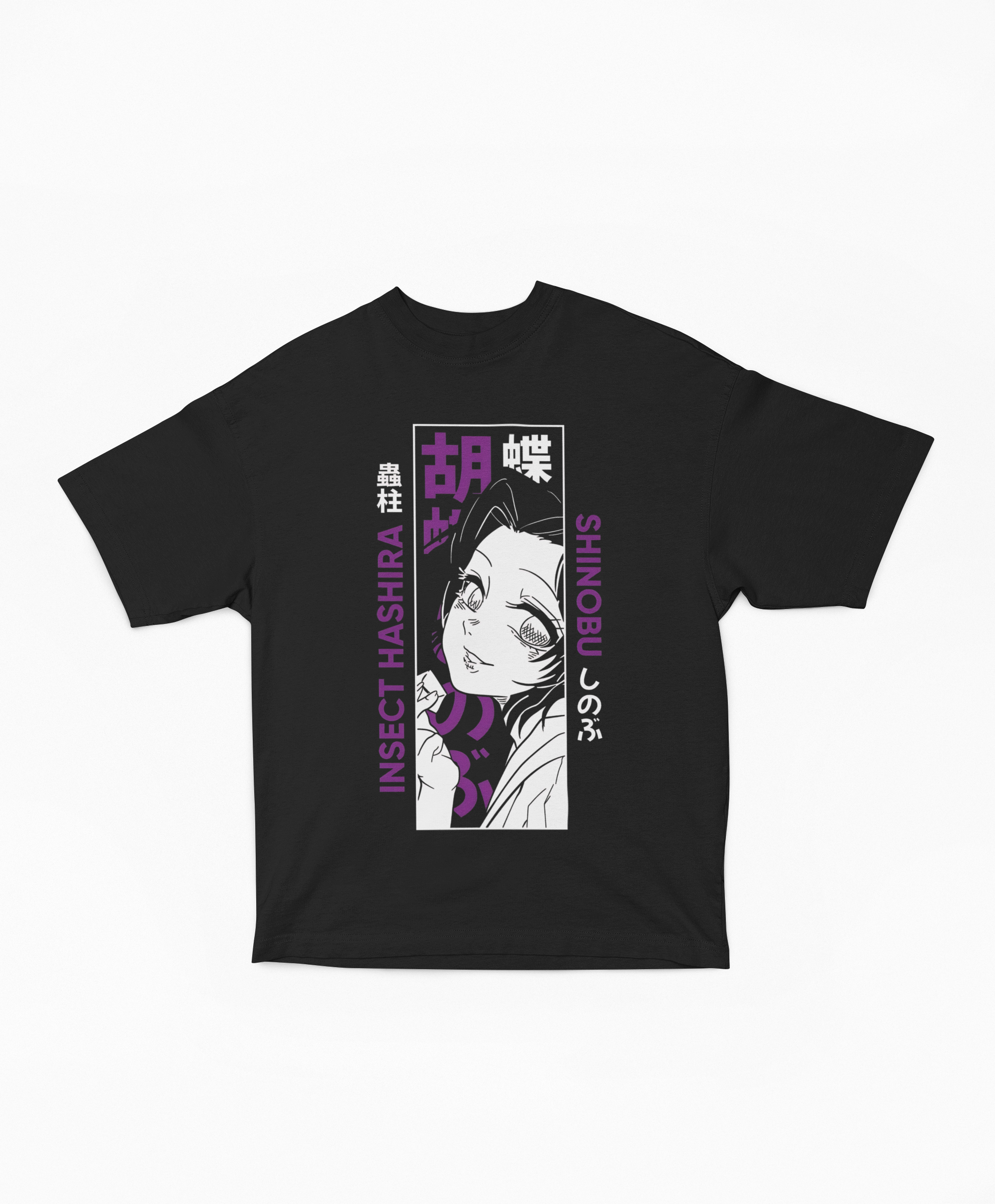 Playera Oversize Shinobu Kocho Hashira del Insecto | Retrato Enigmático Mirada Lateral Manga