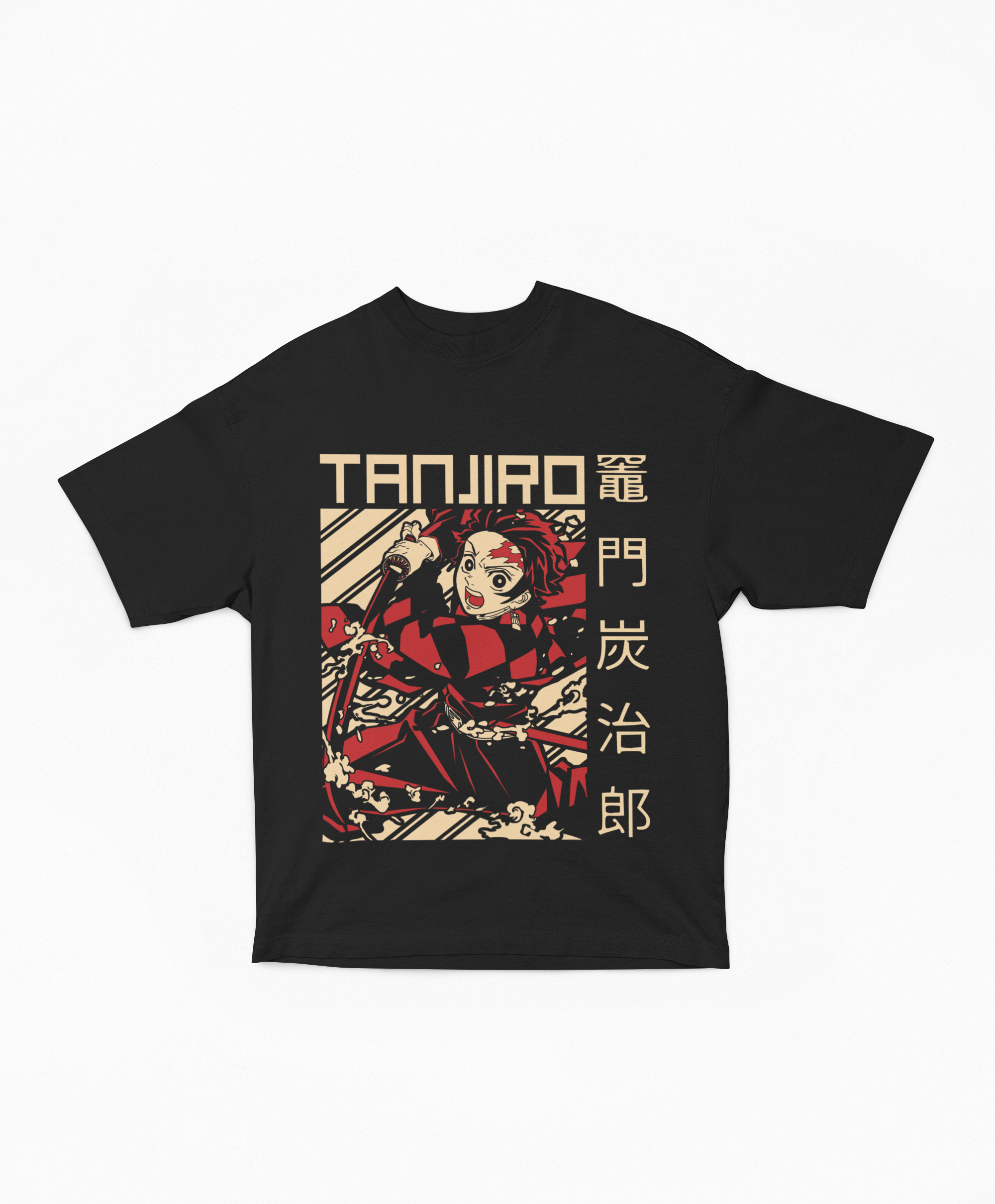 Playera Oversize Kamado Tanjiro Danza Kagura | Diseño Gráfico Japonés Estilo Retro de Combate