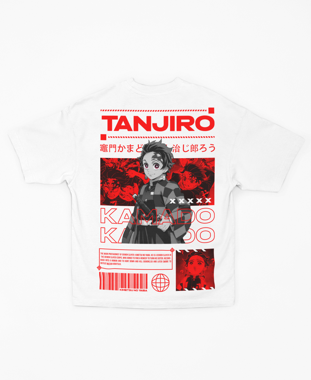 Playera Oversize Kamado Tanjiro Retratos Múltiples | Diseño Gráfico Trasero Estructurado Urbano