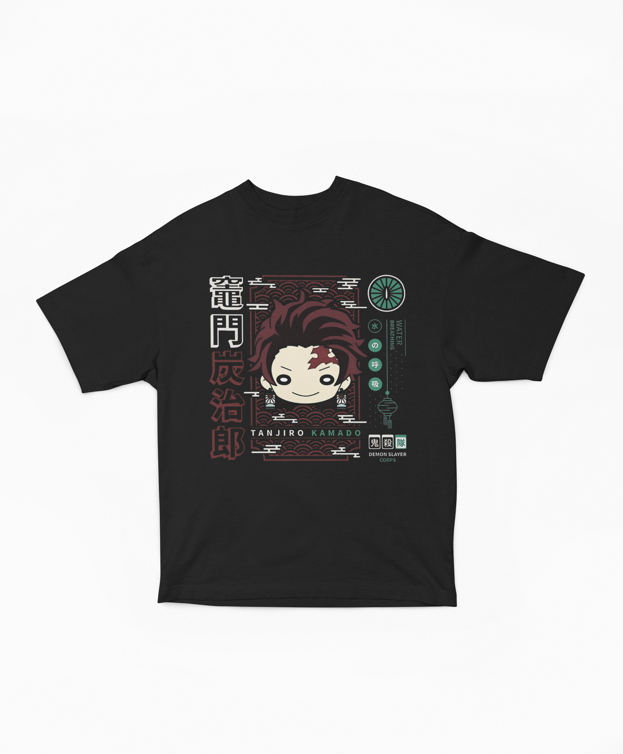 Playera Oversize Kamado Tanjiro Estilo Chibi Minimalista | Diseño Gráfico Modular Japonés