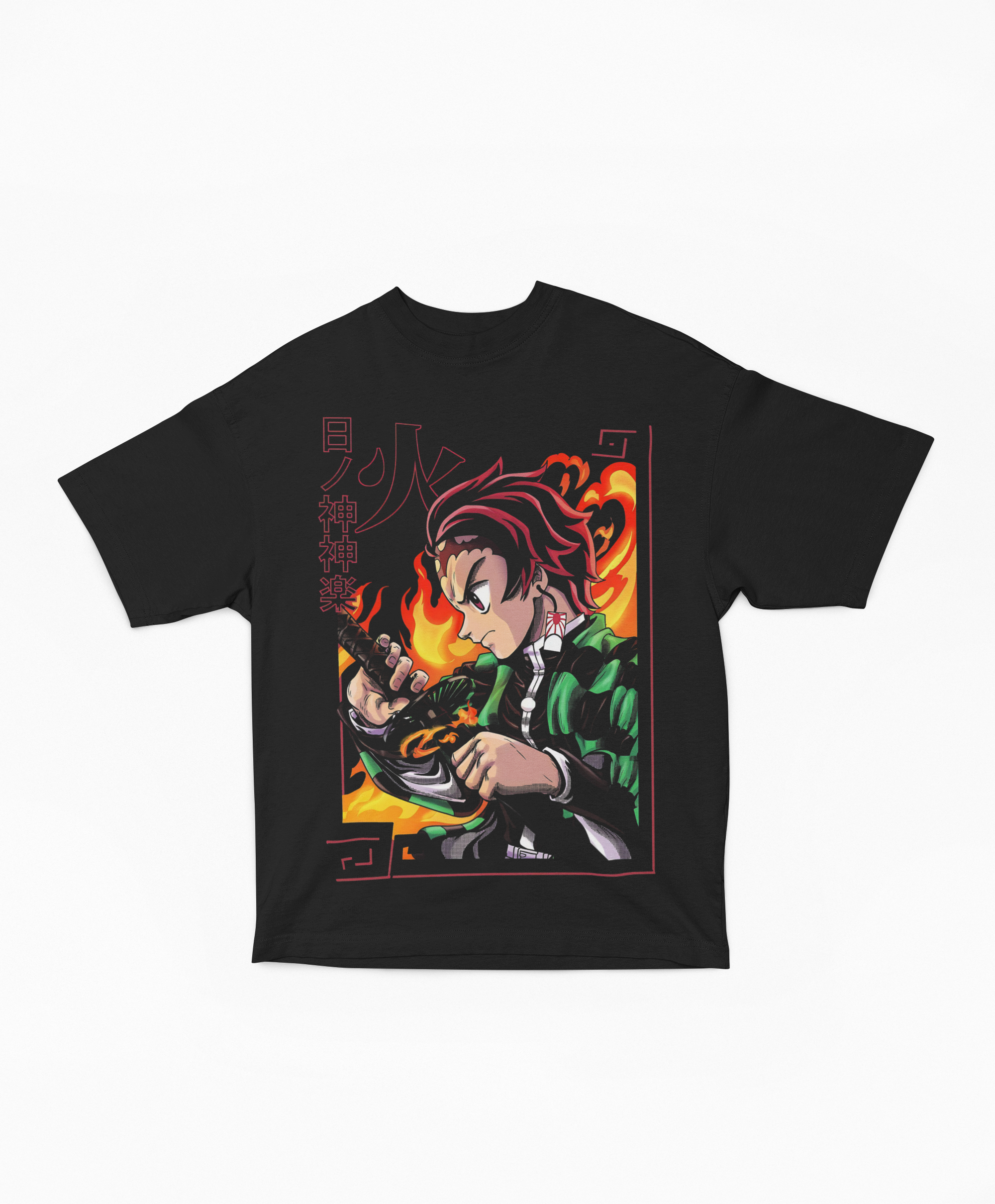 Playera Oversize Kamado Tanjiro Furia del Dios del Fuego | Ilustración Dinámica Shonen Manga