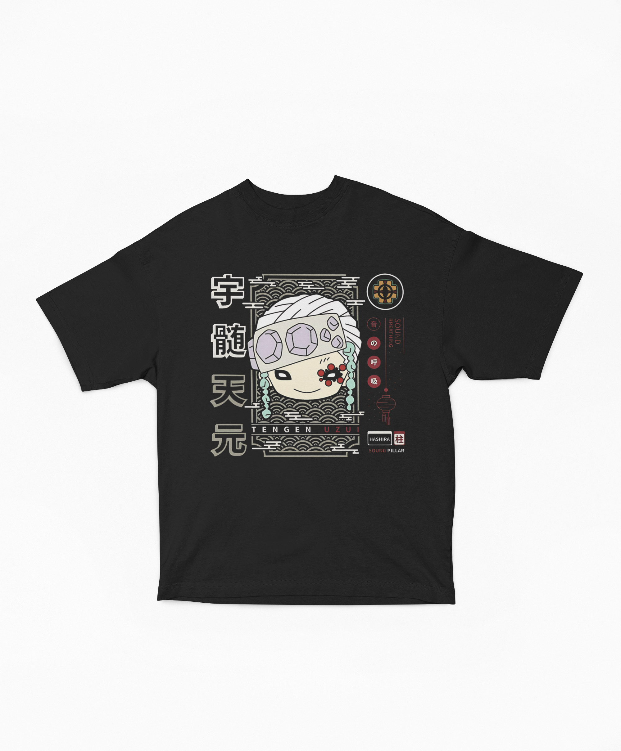 Playera Oversize Uzui Tengen Chibi Minimalista | Hashira del Sonido Diseño Modular de Alto Impacto