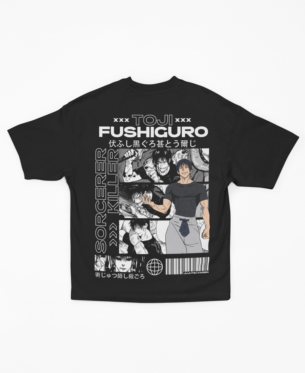 Playera Oversize Negra Toji Fushiguro | Collage Manga JJK
