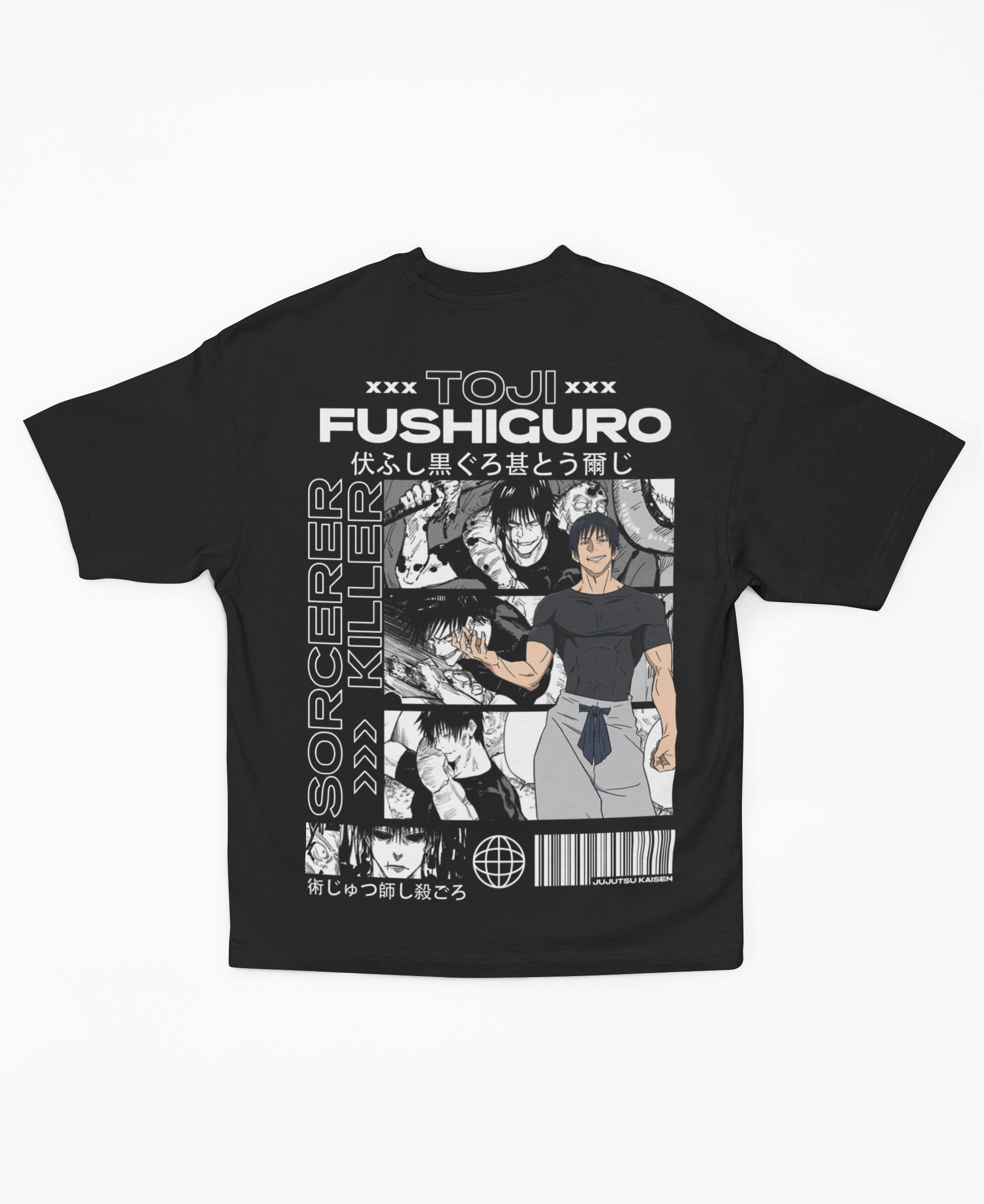 Playera Oversize Negra Toji Fushiguro | Collage Manga JJK