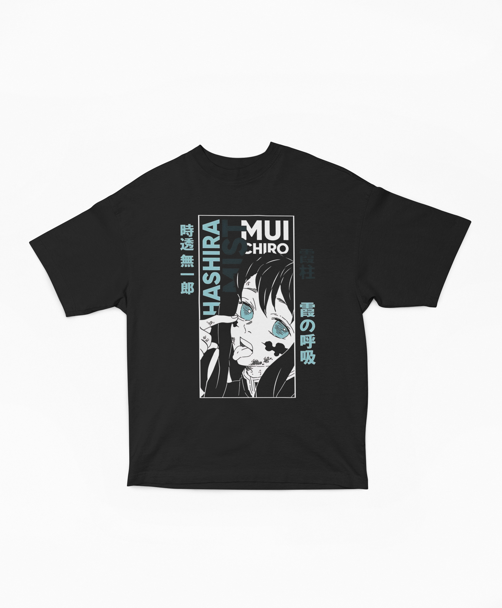 Playera Oversize Oscura Muichiro Tokito Hashira Niebla | Diseño Gráfico Japonés Minimalista