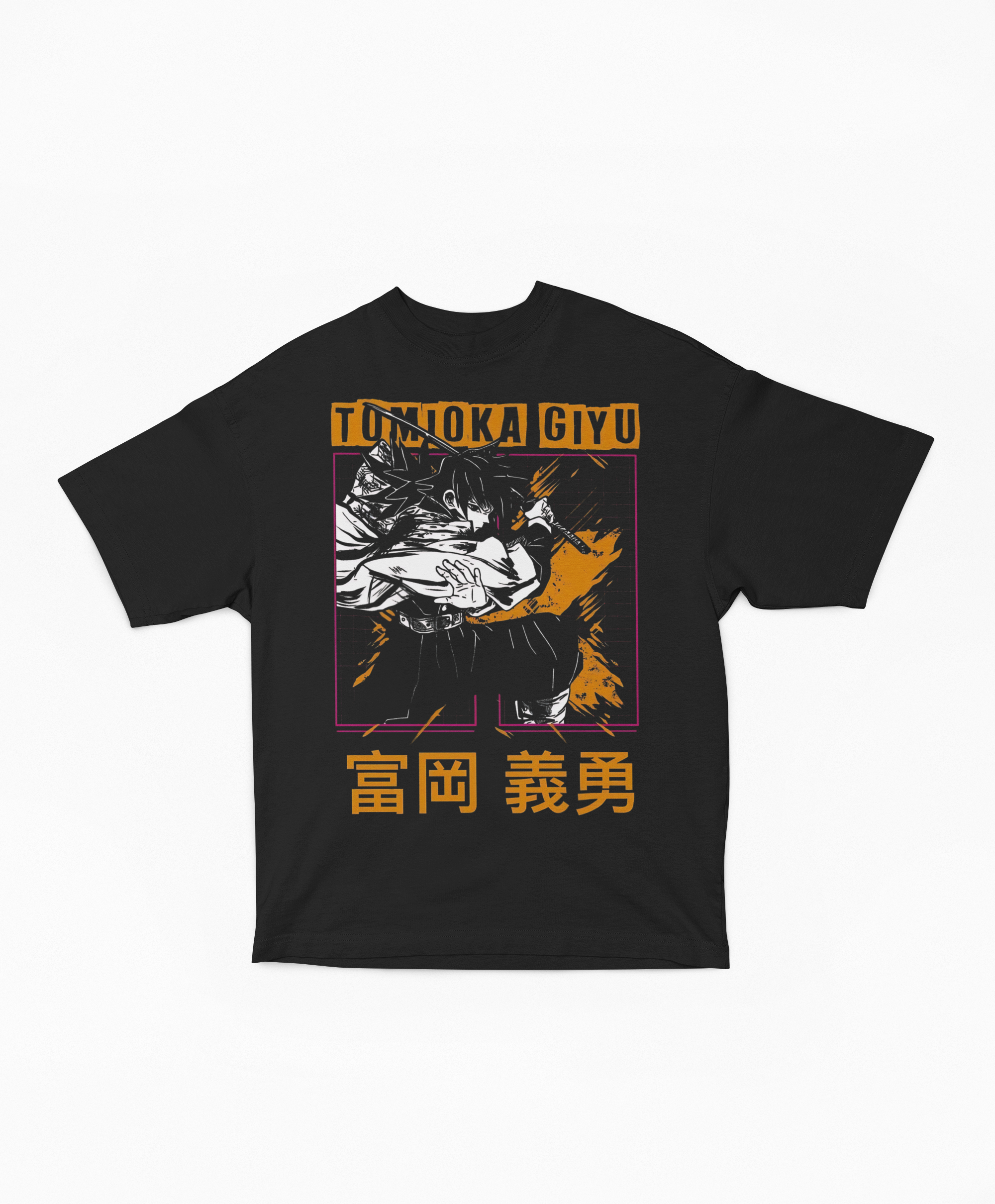 Playera Oversize Oscura Giyu Tomioka Hashira Ataque | Diseño Gráfico de Alto Contraste