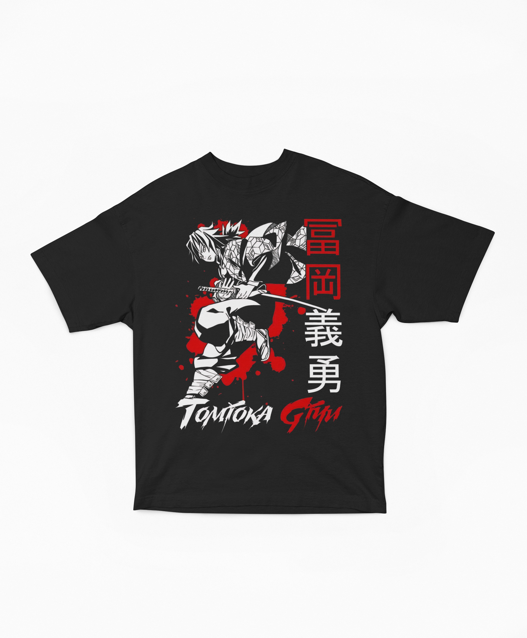 Playera Oversize Oscura Giyu Tomioka Hashira Combate | Diseño Gráfico Distressed Japonés