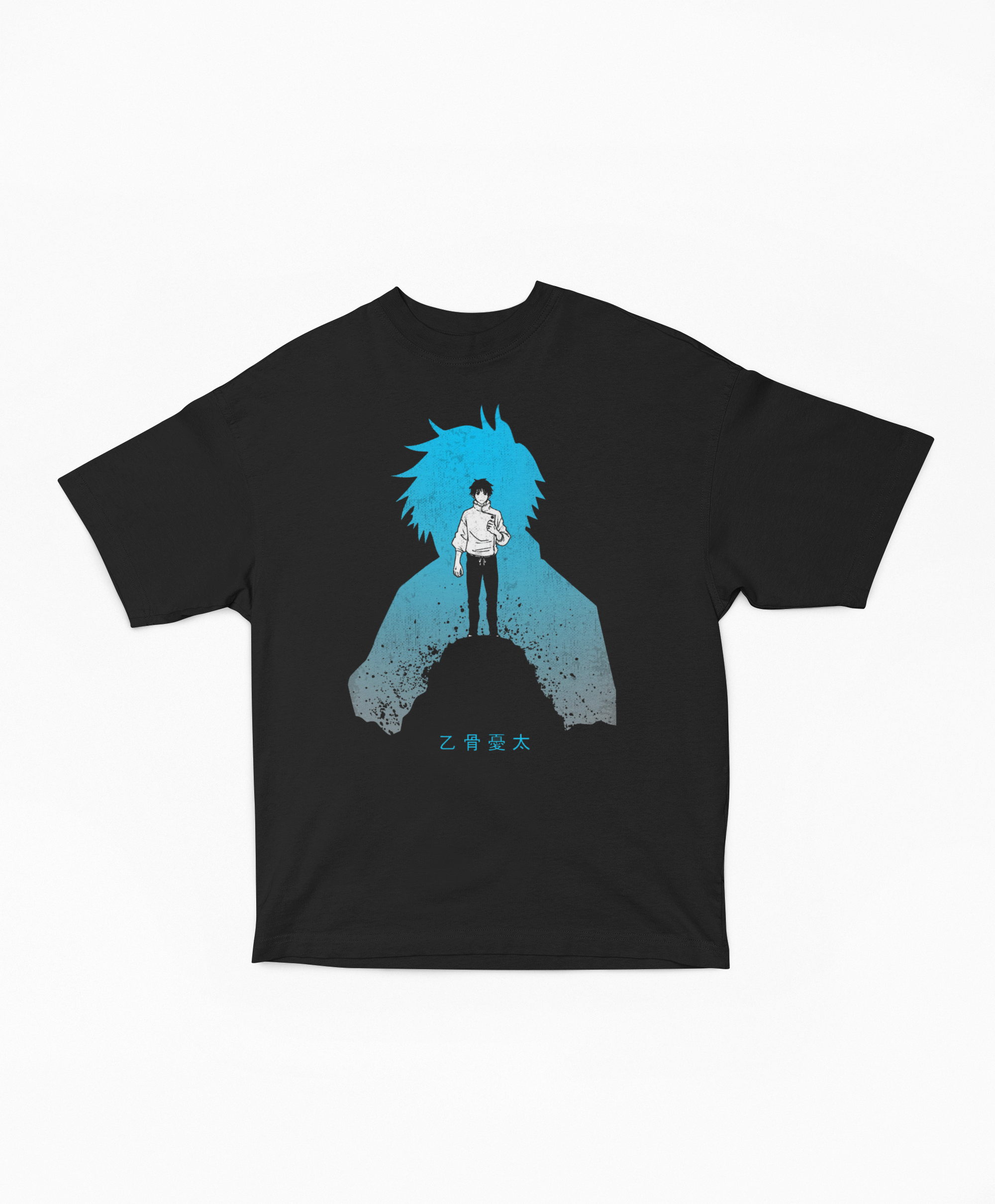 Playera Oversize Negra Yuta Okkotsu | Silueta Grunge Azul JJK 0