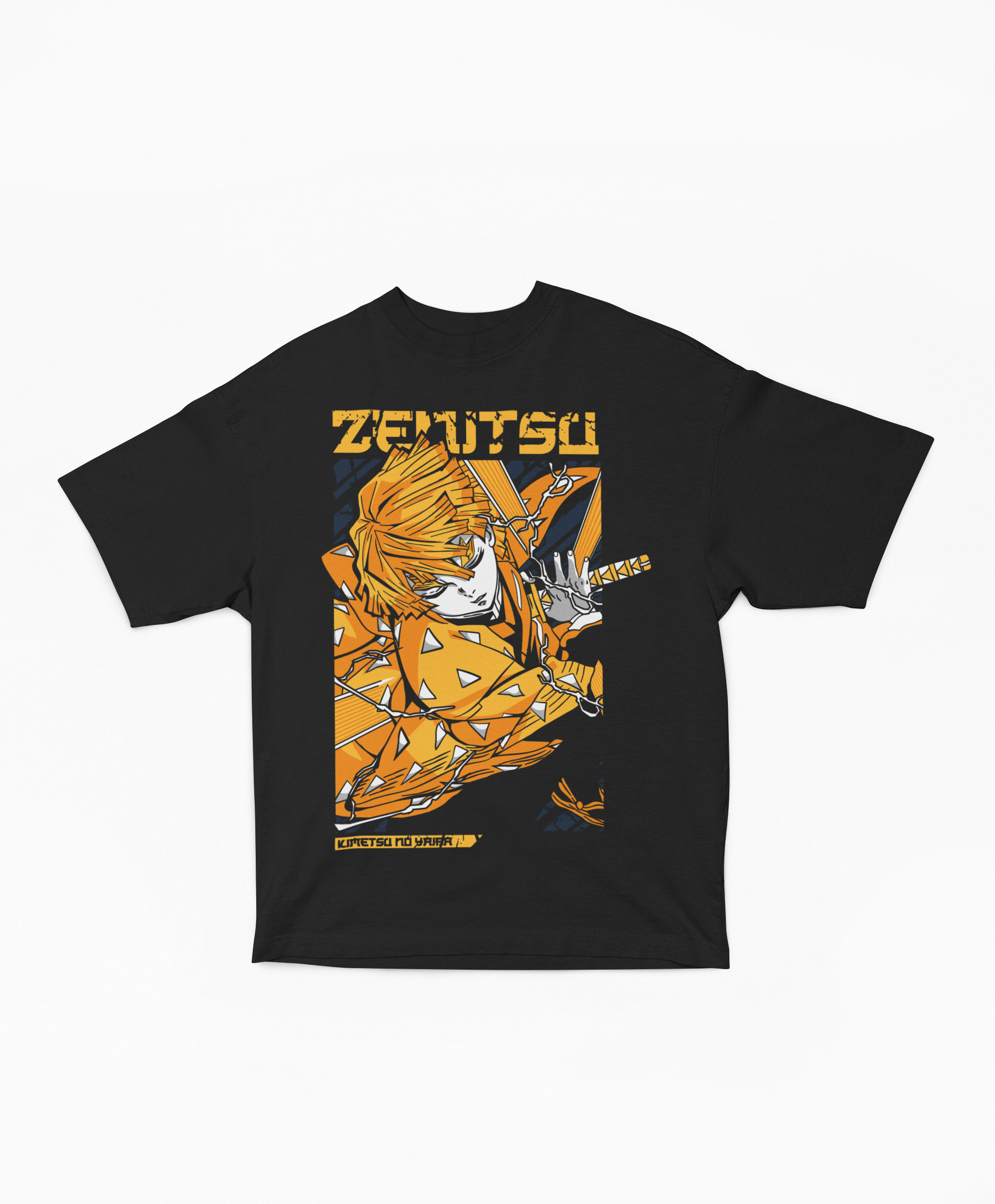 Playera Oversize Zenitsu Agatsuma Estilo Rayo en Combate | Cazador de Demonios Diseño Gráfico High Contrast
